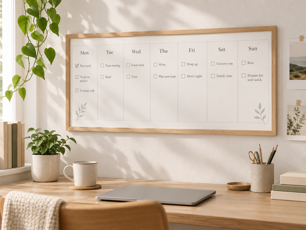 Organização semanal com prioridades e compromissos